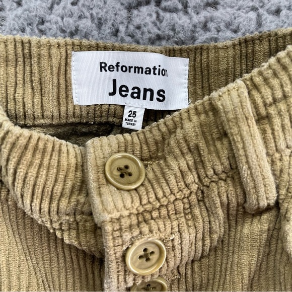 Reformation Cynthia Tan Corduroy Pants Women Sz 25 High Waisted Straight Leg - Picture 4 of 9